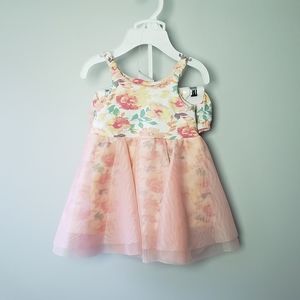 Rene rofe baby White & Pink floral dress set 0-3m 2 pc set